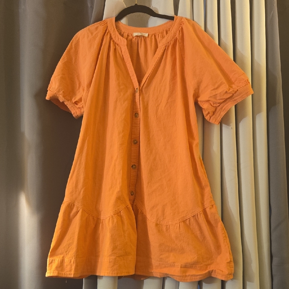Entro Orange Button-Down Dress